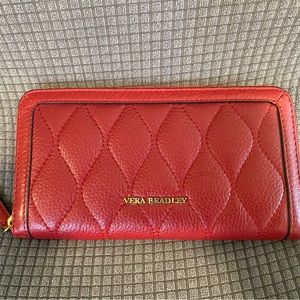 Red Leather Vera Bradley large wallet
